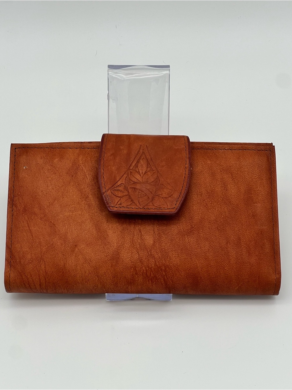 Vintage Rolfs Brown Leather Cowhide Wallet Checkbook Coin Snap Closure
